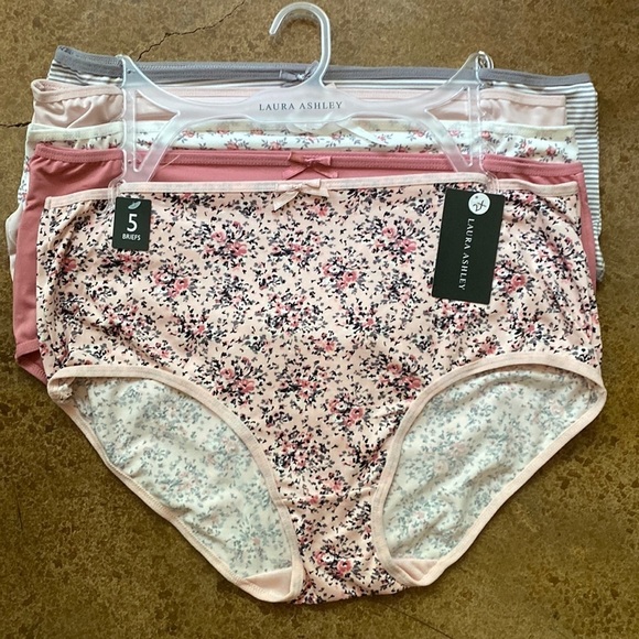 LAURA‎ Ashley floral stripes smooth and soft mid rise 5 pack underwear panties - Picture 1 of 10